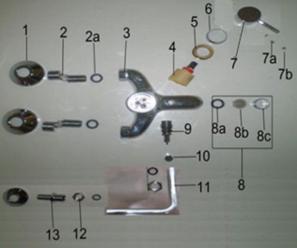 Jaquar Florentine Single Level Wall Mixer FLRCHR5143 Spare Parts